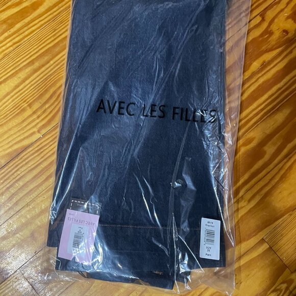 New Avec Les Filles Cinch Waist Wide Leg Jeans Rinse Wash 26 $138 - Picture 6 of 7